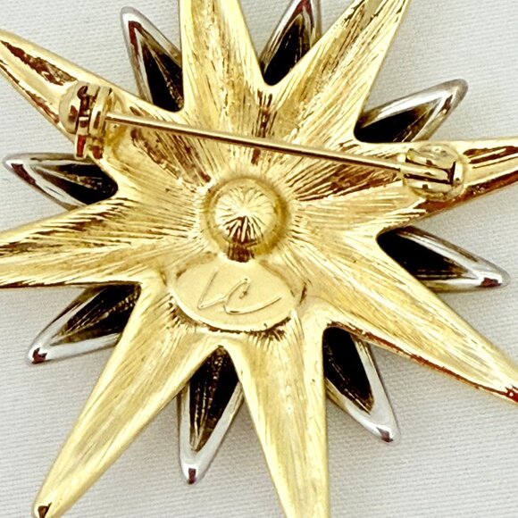 Vintage Liz Claiborne Moon/Star/Sunburst Celestial Brooch/Pin in Original Box - Picture 9 of 9